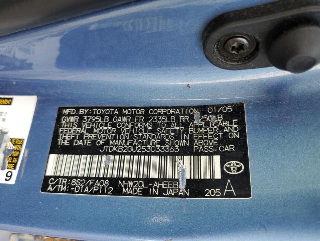 JTDKB20U253033363 - 2005 TOYOTA PRIUS BLUE photo 12