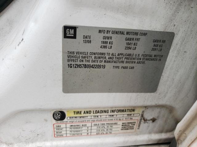 1G1ZH57B094220919 - 2009 CHEVROLET MALIBU 1LT 白色 照片 12