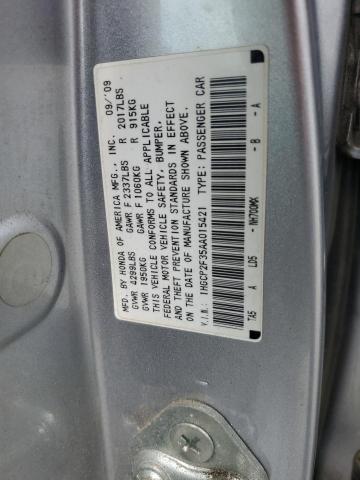 1HGCP2F35AA015421 - 2010 HONDA ACCORD LX SILVER photo 12