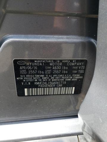 KMHE24L15GA041719 - 2016 HYUNDAI SONATA HYBRID GRAY photo 13