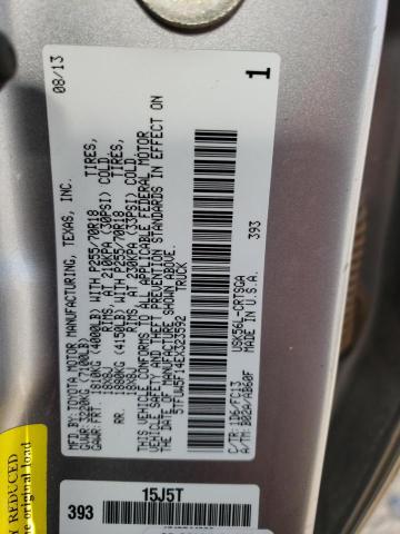 5TFUW5F14EX323592 - 2014 TOYOTA TUNDRA DOUBLE CAB SR/SR5 SILVER photo 12