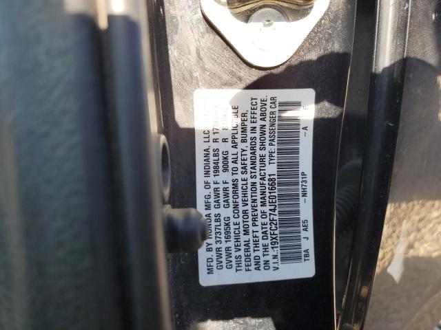 19XFC2F74JE016681 - 2018 HONDA CIVIC EX Чорний фото 12