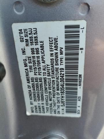 5J6YH18354L004219 - 2004 HONDA ELEMENT LX GRAY photo 12