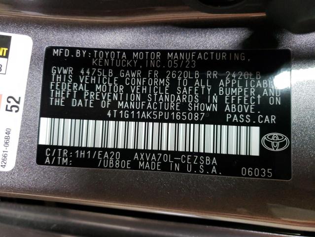 4T1G11AK5PU165087 - 2023 TOYOTA CAMRY SE NIGHT SHADE GRAY photo 12