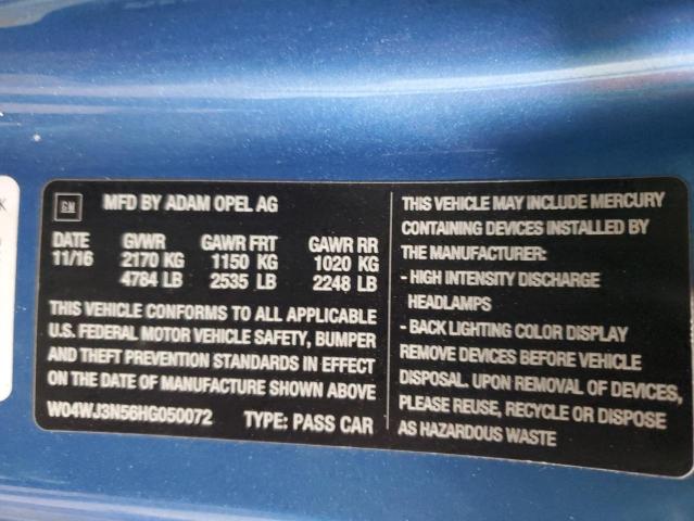 W04WJ3N56HG050072 - 2017 BUICK CASCADA SPORT TOURING BLUE photo 13