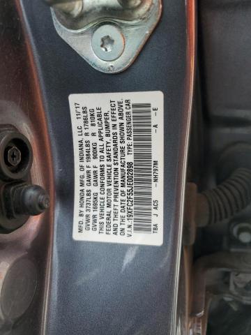 19XFC2F55JE002898 - 2018 HONDA CIVIC LX GRAY photo 12