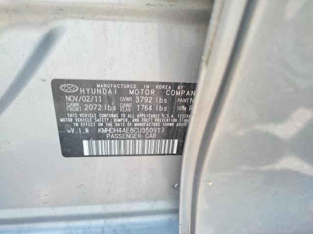 KMHDH4AE8CU350917 - 2012 HYUNDAI ELANTRA GLS GRAY photo 12