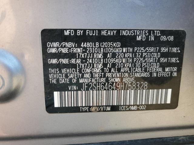 JF2SH64649H758328 - 2009 SUBARU FORESTER 2.5X LIMITED SILVER photo 12