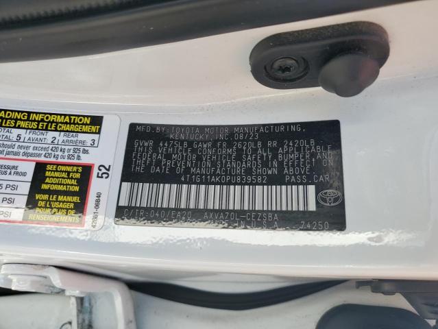 4T1G11AK0PU839582 - 2023 TOYOTA CAMRY SE NIGHT SHADE WHITE photo 12