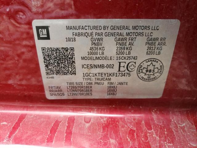 1GC1KTEY1KF173475 - 2019 CHEVROLET SILVER 4X4 K2500 HEAVY DUTY LTZ RED photo 13