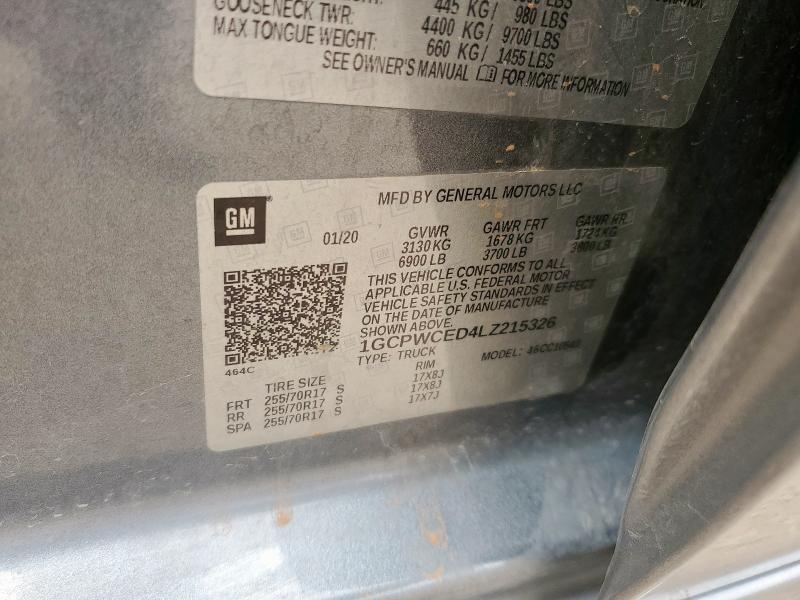 1GCPWCED4LZ215326 - 2020 CHEVROLET SILVERADO C1500 LT ვერცხლისფერი ფოტო 12