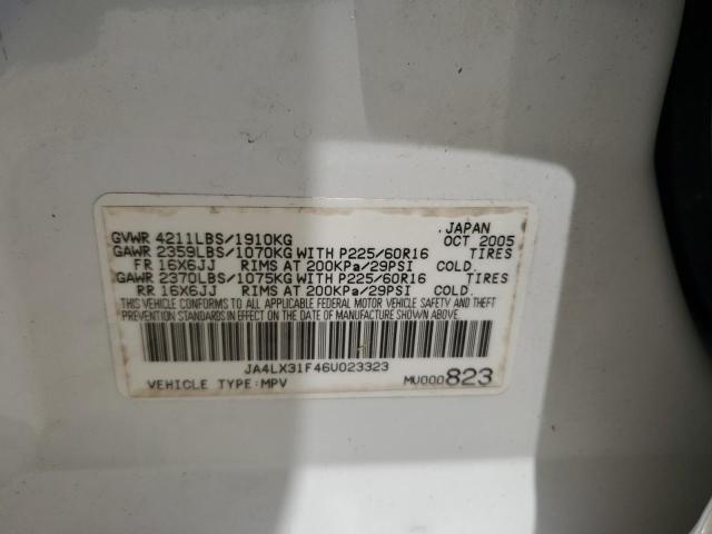 JA4LX31F46U023323 - 2006 MITSUBISHI OUTLANDER LS WHITE photo 13