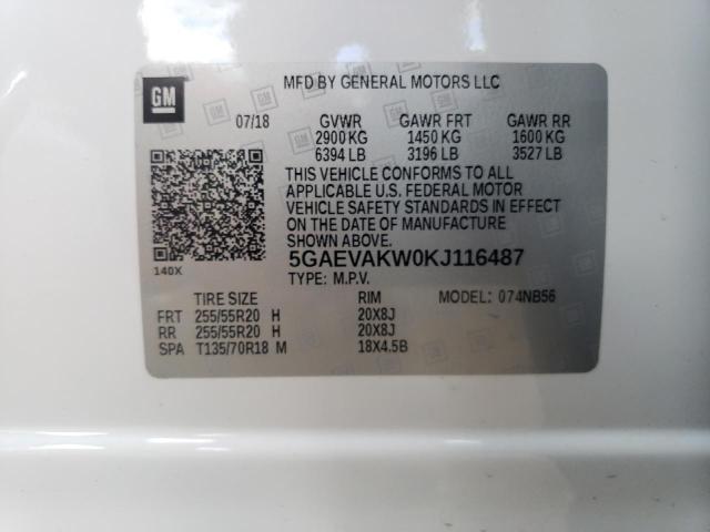 5GAEVAKW0KJ116487 - 2019 BUICK ENCLAVE ESSENCE Ağ foto 13