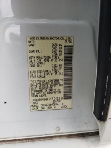 1N6AD0EV2GN772328 - 2016 NISSAN FRONTIER S WHITE photo 12