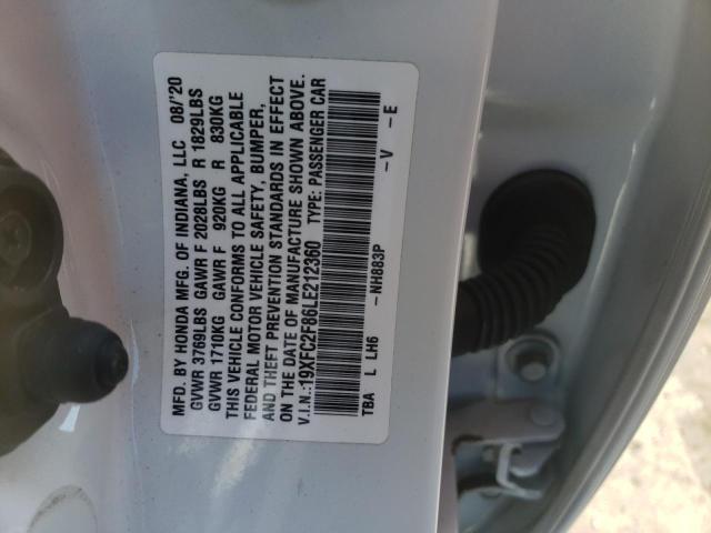 19XFC2F86LE212360 - 2020 HONDA CIVIC SPORT 白色 照片 12