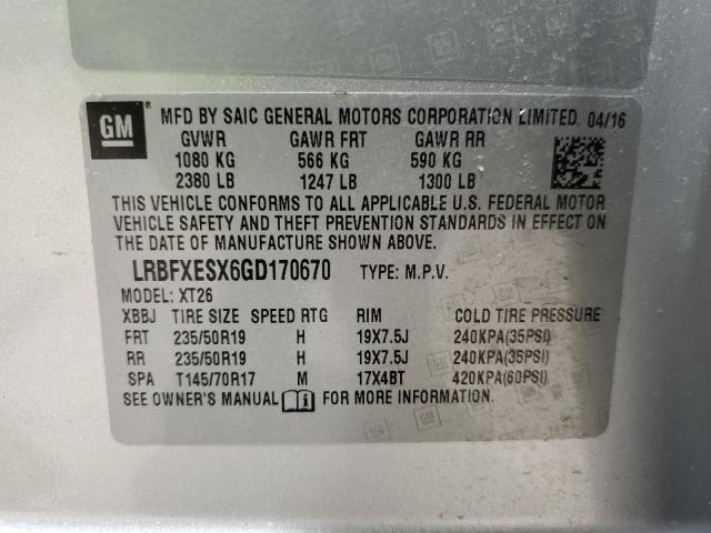 LRBFXESX6GD170670 - 2016 BUICK ENVISION PREMIUM SILVER photo 13