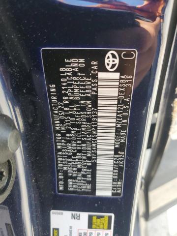 5YFS4MCE5NP119137 - 2022 TOYOTA COROLLA SE Көк фото 12