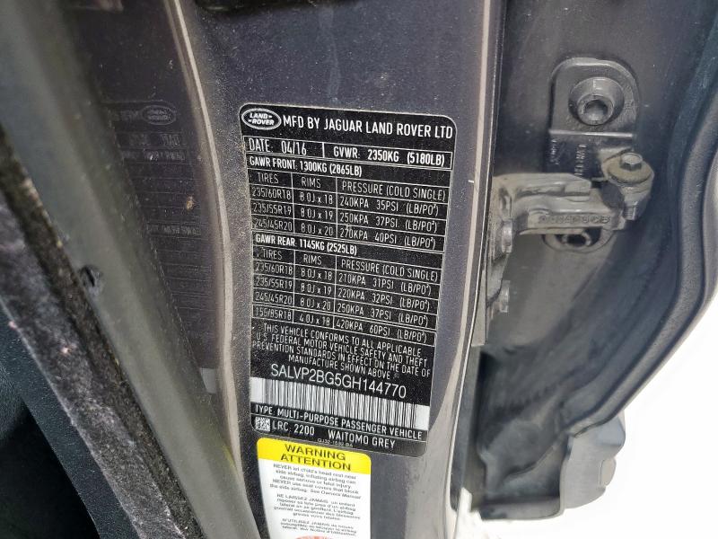 SALVP2BG5GH144770 - 2016 LAND ROVER RANGE ROVE SE GRAY photo 13