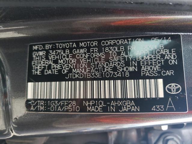 JTDKDTB33E1073418 - 2014 TOYOTA PRIUS C GRAY photo 12