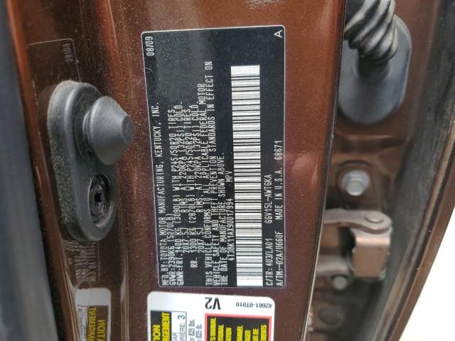 4T3BK11AX9U017994 - 2009 TOYOTA VENZA BROWN photo 14