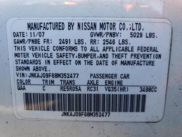 JNKAJ09F68M352477 - 2008 INFINITI EX35 BASE Սև լուսանկար 10