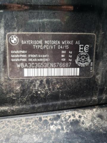 WBA3C3G53FNS76687 - 2015 BMW 320 I XDRIVE BLACK photo 12