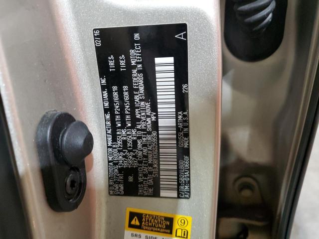 5TDJKRFH3GS259590 - 2016 TOYOTA HIGHLANDER XLE თაფლისფერი ფოტო 13