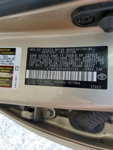 4T1BF3EKXAU027733 - 2010 TOYOTA CAMRY BASE CREAM photo 12