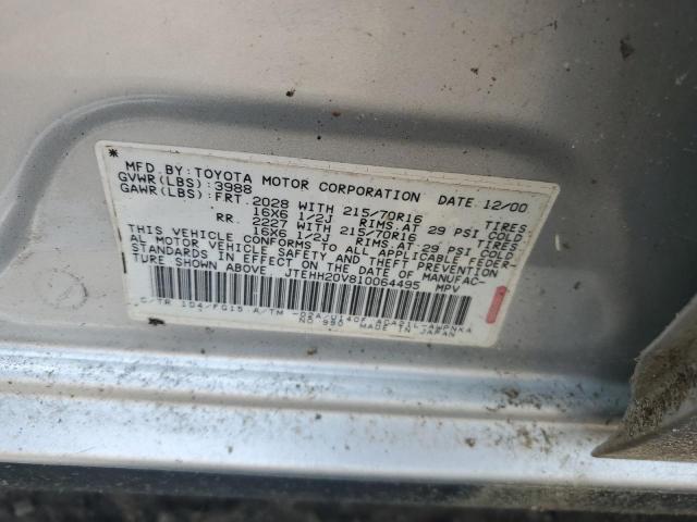 JTEHH20V810064495 - 2001 TOYOTA RAV4 SILVER photo 14