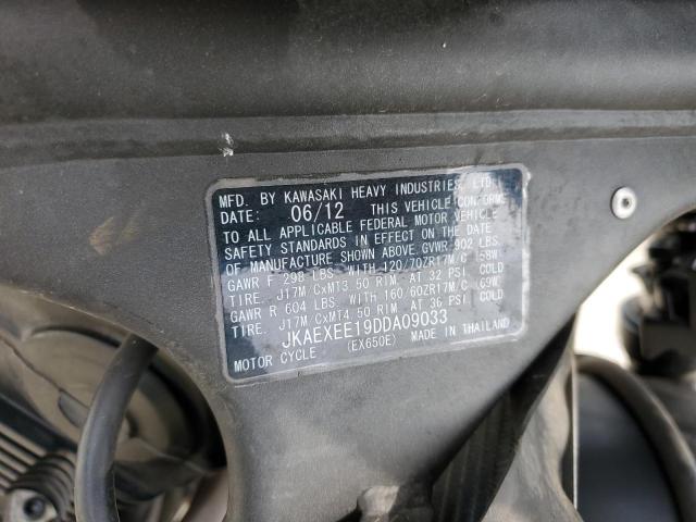 JKAEXEE19DDA09033 - 2013 KAWASAKI EX650 E BLACK photo 10