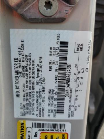 3LN6L5A98KR624381 - 2019 LINCOLN MKZ WHITE photo 13