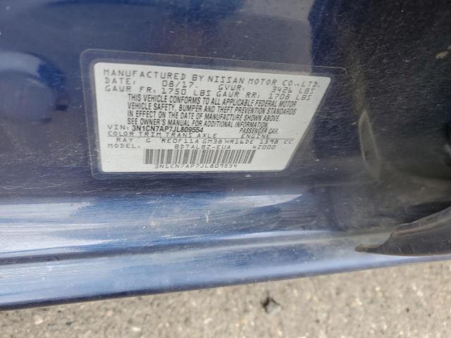 3N1CN7AP7JL809554 - 2018 NISSAN VERSA S BLUE photo 12