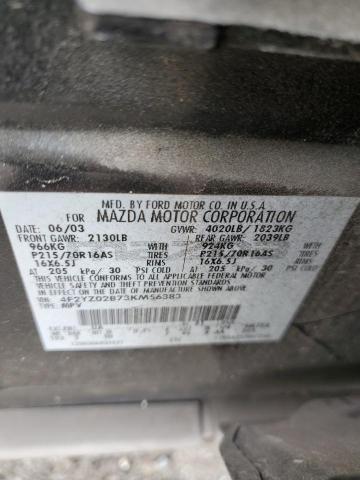 4F2YZ02B73KM56383 - 2003 MAZDA TRIBUTE DX 黑色 照片 12