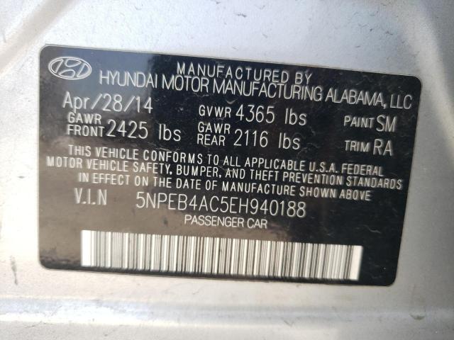 5NPEB4AC5EH940188 - 2014 HYUNDAI SONATA GLS WHITE photo 12