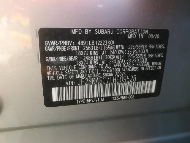JF2SKASC7LH609528 - 2020 SUBARU FORESTER LIMITED 银色 照片 13