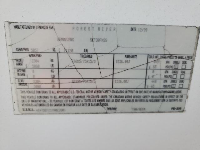 4X4TSEF21YA023901 - 2000 FORS TRAILER 白色 照片 10