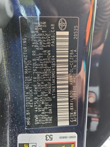 4T1K61AK9MU418564 - 2021 TOYOTA CAMRY XSE 蓝色 照片 12