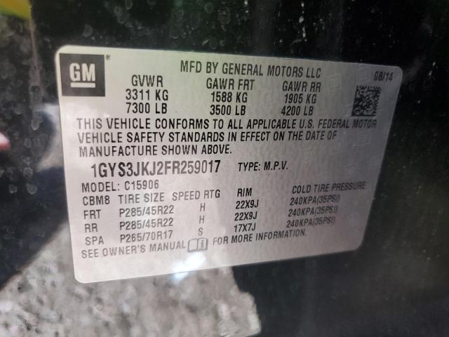 1GYS3JKJ2FR259017 - 2015 CADILLAC ESCALADE ESV PREMIUM BLACK photo 13