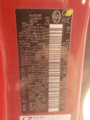 2T1KR32E86C598961 - 2006 TOYOTA MATRIX XR Червоний фото 12