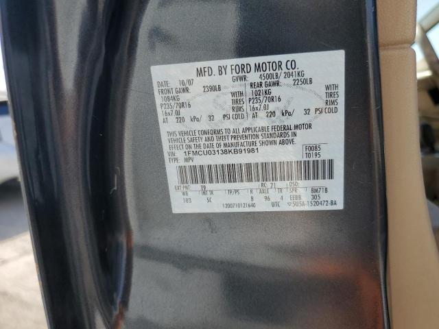 1FMCU03138KB91981 - 2008 FORD ESCAPE XLT 石墨色 照片 13