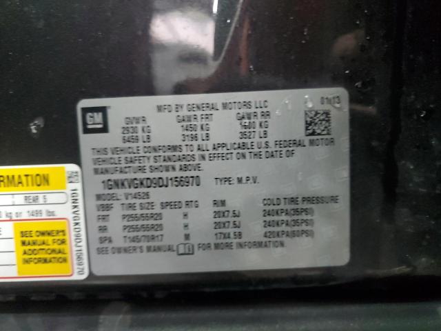 1GNKVGKD9DJ156970 - 2013 CHEVROLET TRAVERSE LT فحمي صورة 13