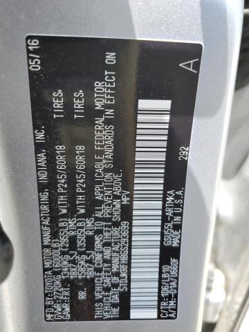 5TDJKRFH8GS293699 - 2016 TOYOTA HIGHLANDER XLE SILVER photo 13