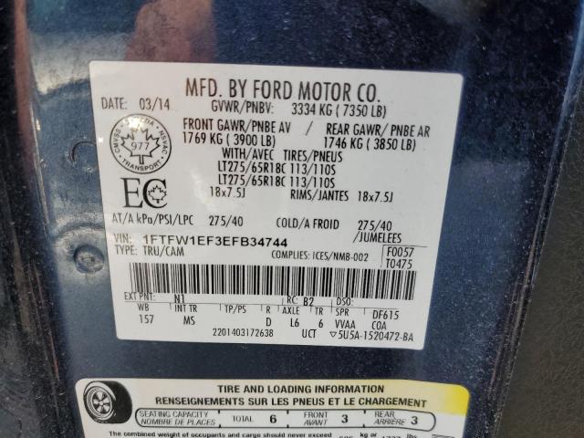 1FTFW1EF3EFB34744 - 2014 FORD F150 SUPERCREW BLUE photo 12