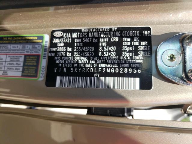 5XYRKDLF2MG028956 - 2021 KIA SORENTO SX GOLD photo 13