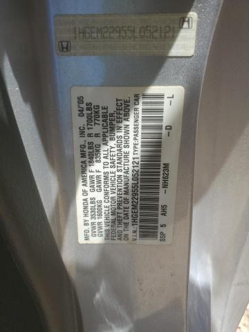 1HGEM22955L052121 - 2005 HONDA CIVIC EX SILVER photo 12