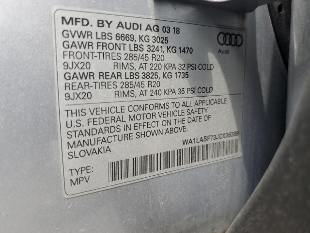 WA1LABF73JD036389 - 2018 AUDI Q7 PREMIUM PLUS SILVER photo 13