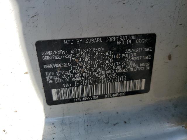 JF2GUADC6R8273103 - 2024 SUBARU CROSSTREK PREMIUM WHITE photo 13