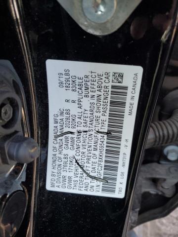 2HGFC2F8XKH595434 - 2019 HONDA CIVIC SPORT BLACK photo 12