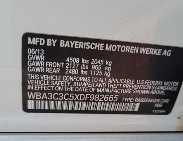 WBA3C3C5XDF982665 - 2013 BMW 320 I XDRIVE WHITE photo 10