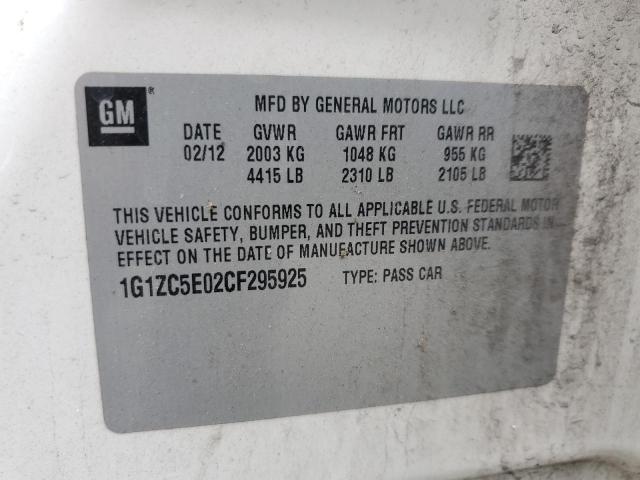 1G1ZC5E02CF295925 - 2012 CHEVROLET MALIBU 1LT 白色 照片 12